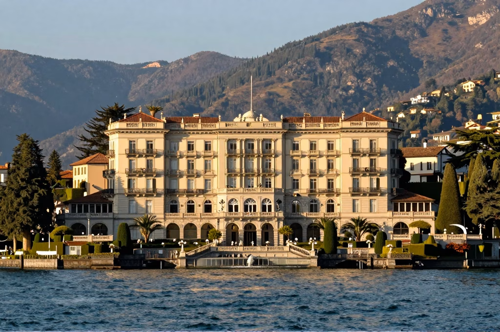 Hotel de luxe au bord du lac de Come en Italie du Nord avec vue panoramique sur les montagnes