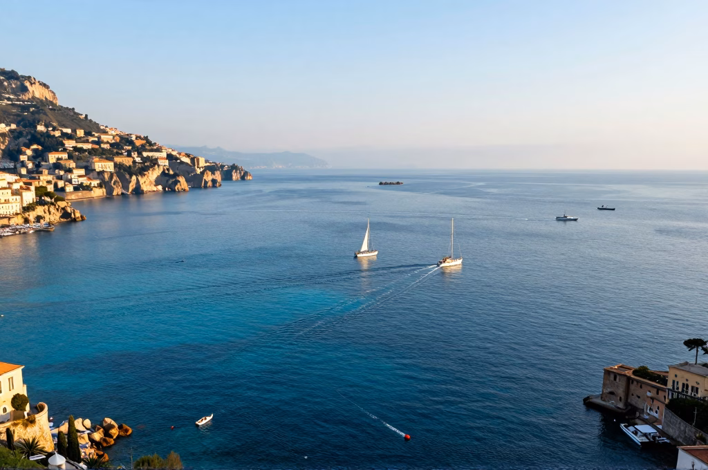 Vue panoramique du golfe de Naples depuis Sorrente avec ses eaux cristallines